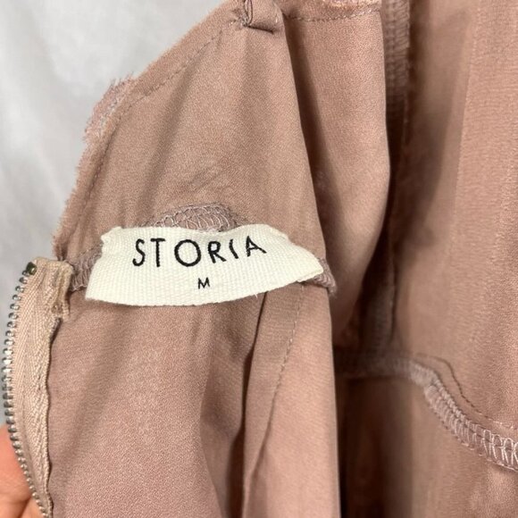 Storia Lace Slip Dress Womens M Open Back Above Knee Adjustable Straps V-neck - Picture 15 of 16